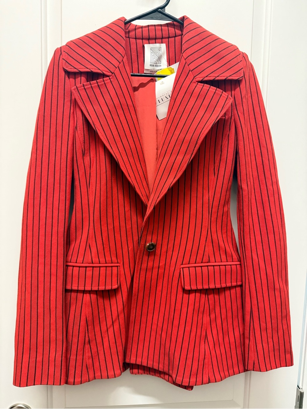 Rosie Assoulin Red Pinstripe Women's Blazer Suit Jacket Sz 4 $1,331